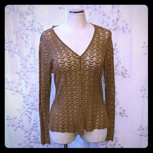 Mendocino Crochet knit cardigan cover up beige S M